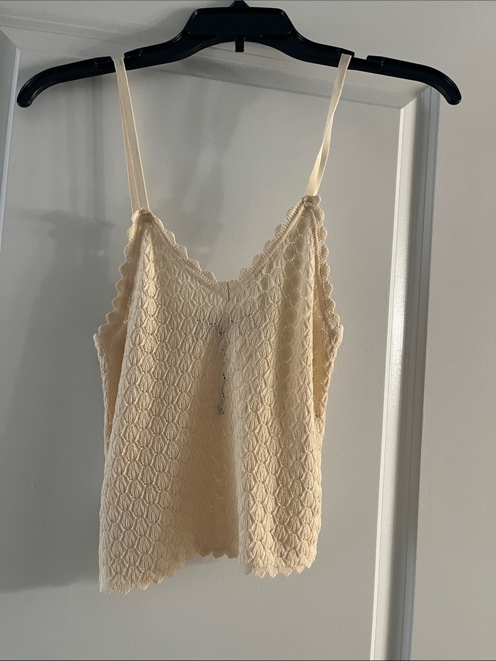 Zara Cream Lace-Pattern Camisole Top